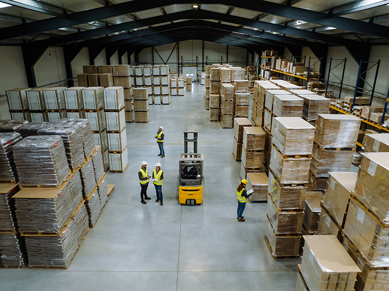 top view of a warehouse